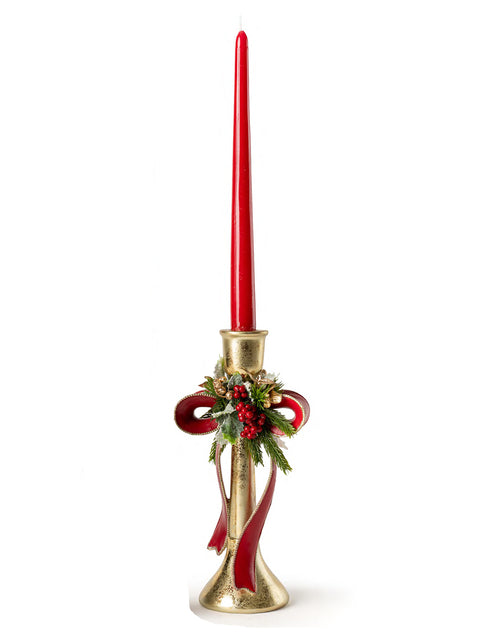 Fiori di Lena Candeliere di natale in metallo e fiocco H26 cm 2 varianti(1 unità)