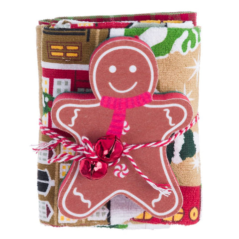 Blanc Mariclò Set of 2 Christmas tea towels with sponge 38x63 cm 2 variants (1 unit)