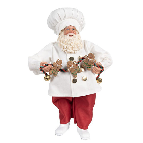 Clayre &amp; Eef Statuette de chef Père Noël en tissu 17x12xH27 cm 