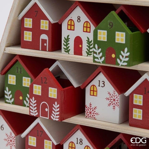 EDG Calendario dell'avvento in legno 24 casette 30,5x5xH44,5 cm