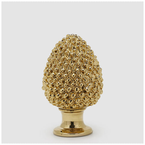 Pomme de pin de Noël en céramique dorée EDG Enzo De Gasperi D20xH33 cm