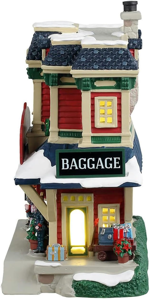 LEMAX Edificio Stazione ferroviaria luci led "Holly Jolly Junction" H20.5x20x10.6 cm