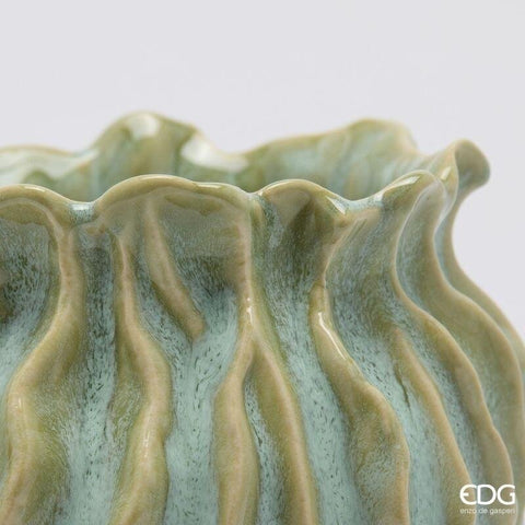 EDG Vaso porta fiori in ceramica verde salvia "Freaky" D16.5xH16 cm
