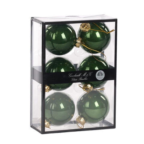 GOODWILL Box set 6 sfere in vetro verde opaco D7 cm
