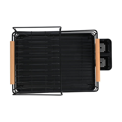 Estia Home Scolapiatti a 2 livelli in metallo e manici in bamboo 41x30xH20 cm