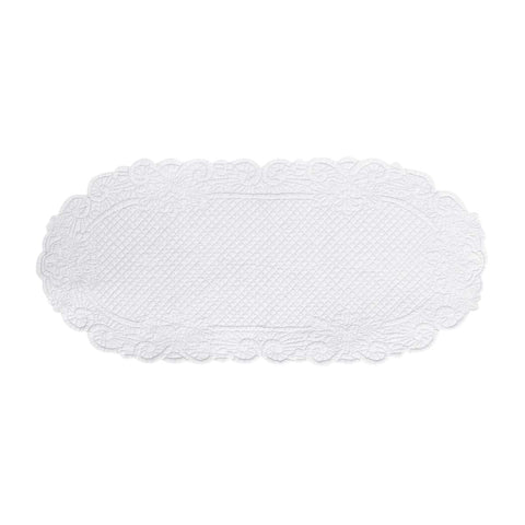 Blanc Mariclò Runner ovale in cotone bianco "Carmen" 45x100 cm