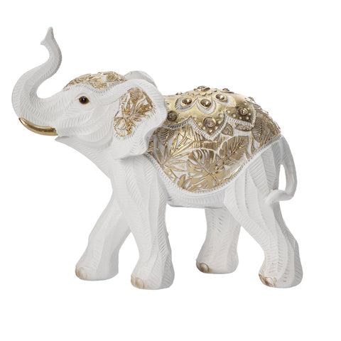 Eurolamp Statuina Elefante in poliresina bianco/oro 18x8xH16,5 cm