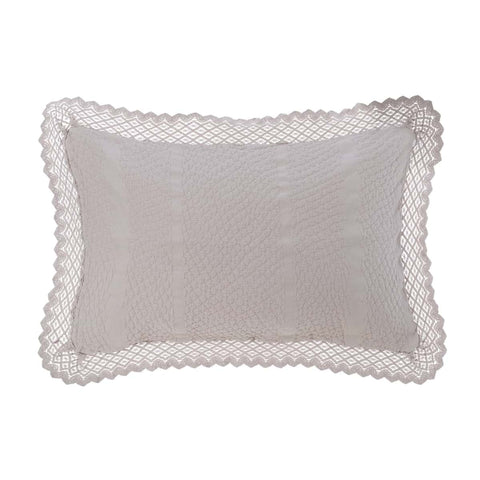 Blanc Mariclò Set 2 copriguanciali beige con pizzo "Palazzo Unito" 50x80 cm - Angelica Home Stabia