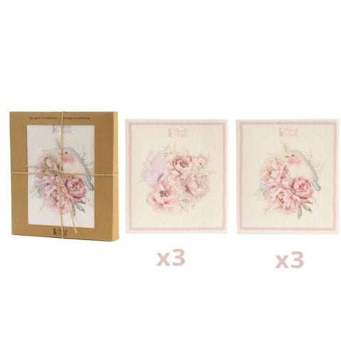 Lot de 6 éponges de cuisine en cellulose « Fiorirà » Cloth Clouds, 17,2 x 19,4 cm