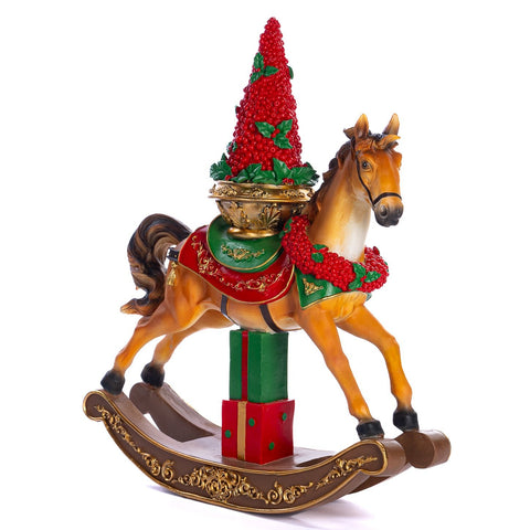XMAS ROCK.HORSE W/TREE/GIFTS TT BRWN/RD 43,5CM