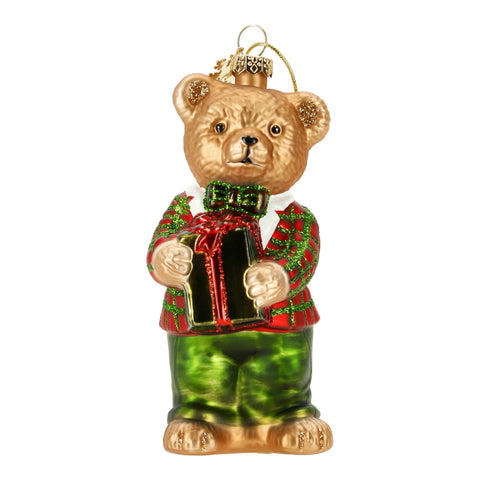TIMSTOR Addobbo albero di natale orsetto da appendere in vetro 5,9x5,5x13,5 cm