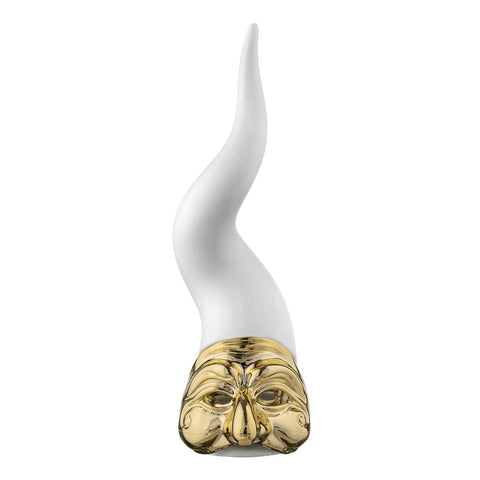 Bongelli Preziosi Corne de macareux blanc/or en poussière de marbre H31 cm