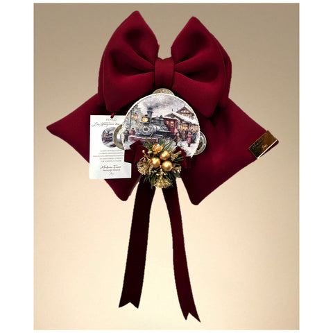 Madame Fioccò Fiocco di natale rosso con tamburello "La Stazione dei Sogni" H30 cm
