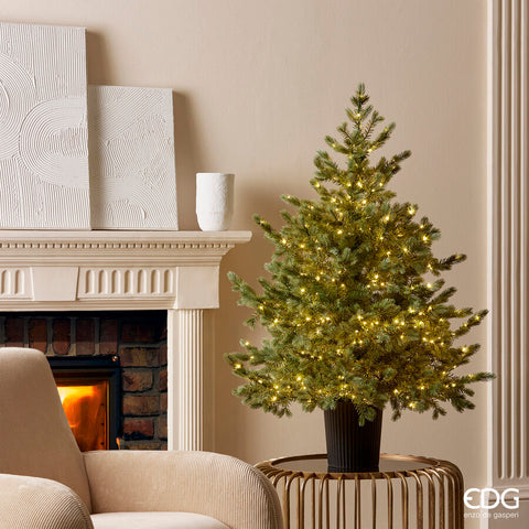 EDG Sapin de Noël en pin argenté avec vase et 480 lumières LED H120xP99 cm