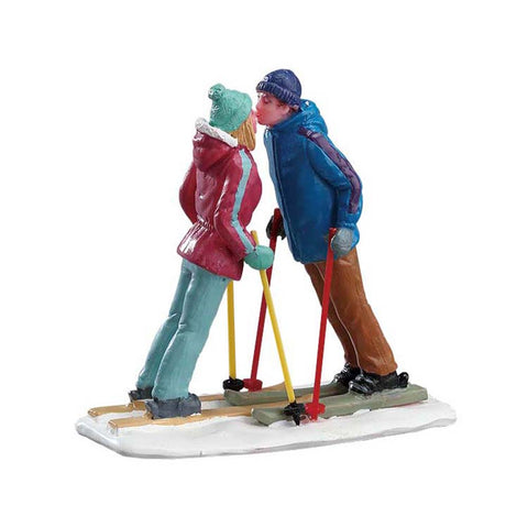 LEMAX Paire de skieurs "First Ski Date" en polyrésine H7 x 7,6 x 3,7 cm