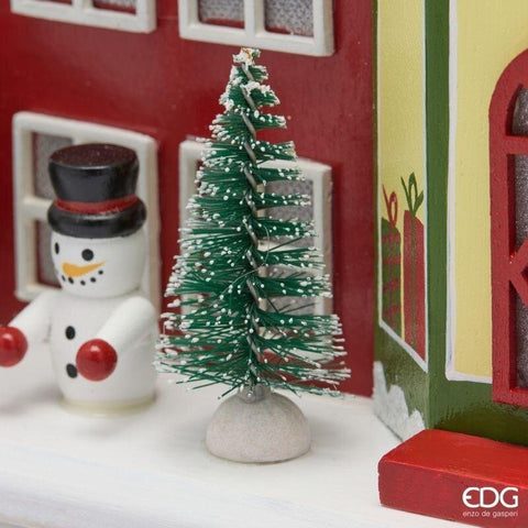 EDG casetta decoro natalizio con LED in legno 33x12xH33 cm