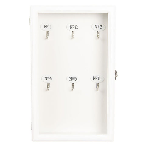 CLAYRE & EEF Cassetta portachiavi da parete armadietto con ganci legno bianco 24x7xH38 cm