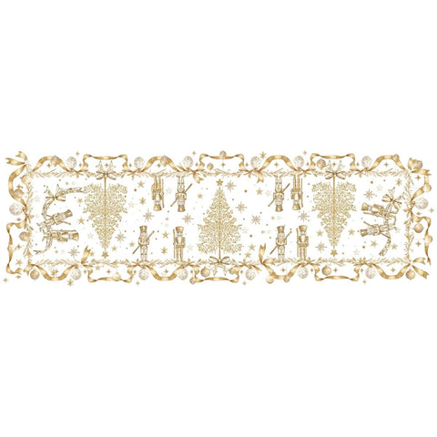 Chemin de table Casse-Noisette de Noël Blanc Mariclò « Golden Magic », 50 x 160 cm