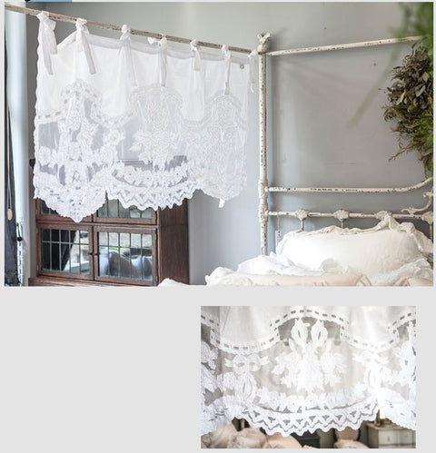 Mia per te Mantovana in lino bianco ricamo floreale "Gaia" 150xH70 cm