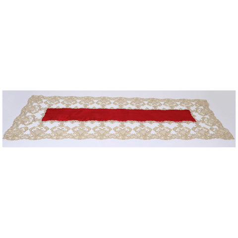 Tapis de Noël Lena Flowers en velours et dentelle dorée, Made in Italy 2 variantes (1pc)