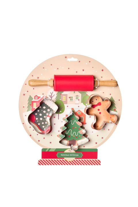 Nuvole di Stoffa Set cucina natalizio Mattarello + 4 stampini