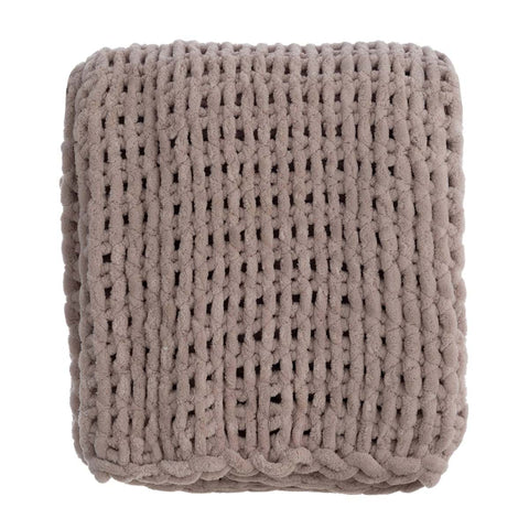 Blanc Mariclò Jeté en chenille beige "BonBon Chic", 127 x 152 cm