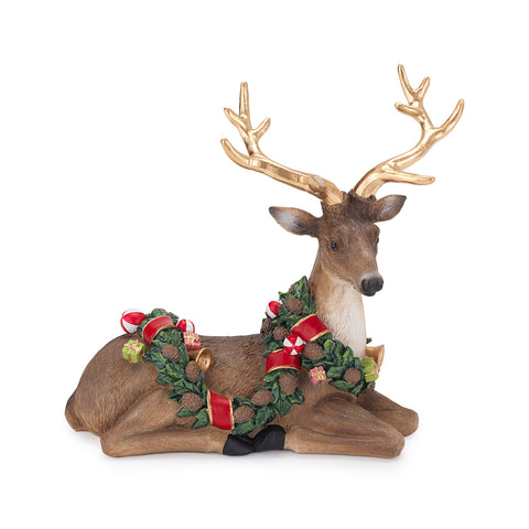 Henriette Statuina di natale Renna seduta in resina L27xH25.5 cm