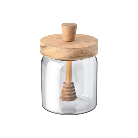 Estia Home Barattolo per miele in vetro con tappo in legno "Allure" D9xH13.5 cm