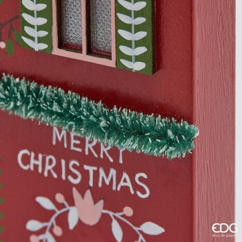 EDG casetta decoro natalizio con LED in legno 16,5x7,5xH27,5 cm