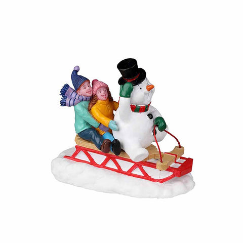 LEMAX Slittino con pupazzo di neve "Sledding With Frosty" per il tuo villaggio di natale