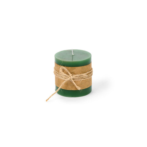 FABRIC CLOUDS Decorative cylindrical candle in pine green wax Ø7x7,5 cm