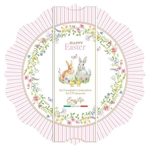 Easy Life Set 2 tovagliette pasquali "Happy Easter" 34,5x34,5 cm