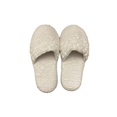 ATELIER17 White cotton bedroom slippers with one size roses