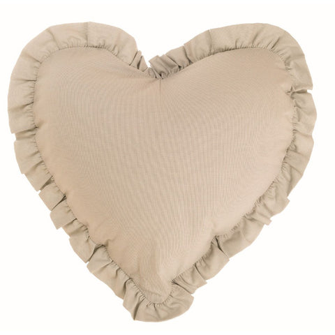 BLANC MARICLO' INFINITY coussin décoratif en forme de coeur avec volant en coton gris 45x35 cm
