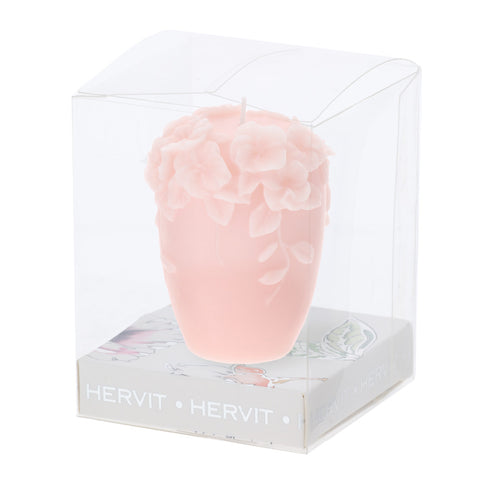 Hervit Pink soy wax candle with "Bouquet" flowers H6 cm