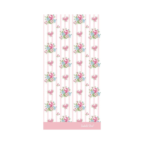 ISABELLE ROSE Bandana foulard fascia capelli donna bianco con righe e fiori rosa