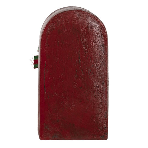 Clayre &amp; Eef Boîte aux Lettres Rouge Figurine de Noël avec Noeud et Guirlande 8x6x15cm