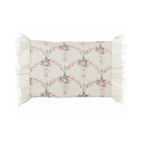 BLANC MARICLO' Tapis de bain rectangulaire en coton blanc à fleurs et volants 50x70 cm