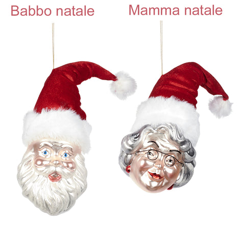 GOODWILL Testa di Babbo Natale e Mamma Natale 2 varianti (1pz)