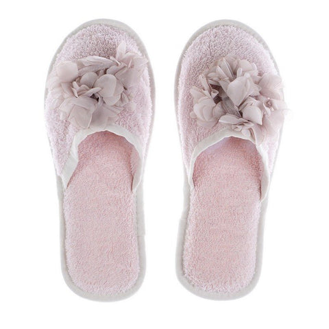BLANC MARICLO' Women's winter bath slippers with pink flowers DAHLIA A2728099RO