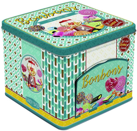 EASY LIFE Tin candy box BONBONS multicolor 14x14x12h cm