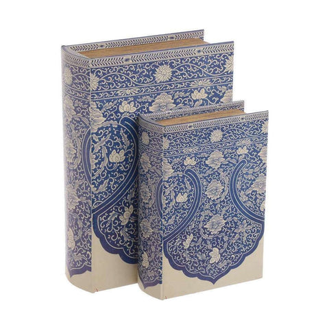 INART Ensemble de 2 boîtes de rangement bleues en forme de livre 3-70-106-0034