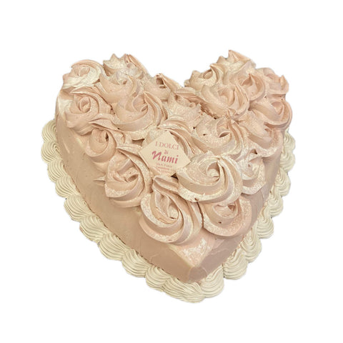 I DOLCI DI NAMI Heart cake with pink cream handcrafted decoration 28x25x10 cm