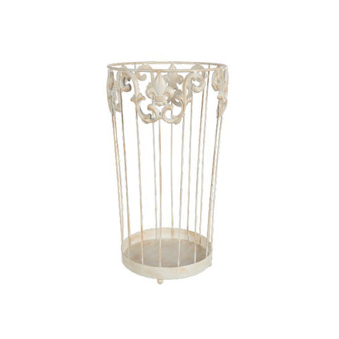 COCCOLE DI CASA Outdoor umbrella stand in wrought iron and "Lis" cream-colored cast iron decoration with vintage antique effect, Shabby Chic D24x44 cm