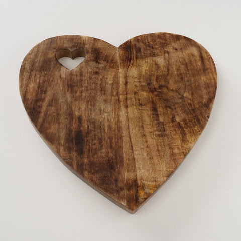 Boltze Tagliere da cucina a forma di cuore in legno di mango naturale "Algund" Stile Country - Scandinavo 2 varianti