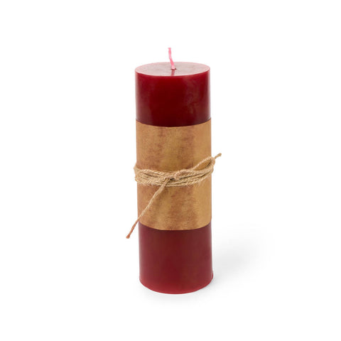 NUVOLE DI STOFFA Candela cilindrica decorativa in cera rosso Ø7x20 cm
