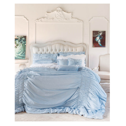 BLANC MARICLO' Double quilt set with 2 pillowcases and 3 sky blue cushions A29581