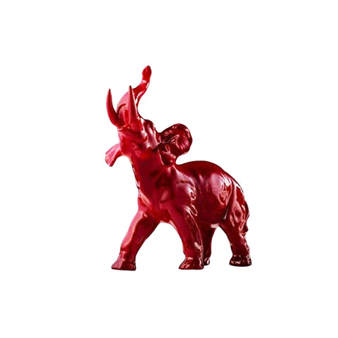 SHARON Décoration porte-bonheur éléphant en porcelaine rouge 10x13 cm