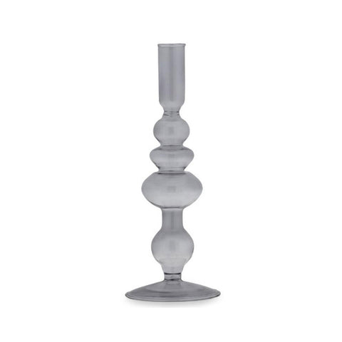 Fade Single table candlestick in gray transparent borosilicate glass Color glass "Living" Glamor h24 cm