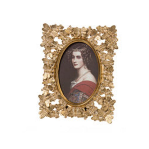L'ARTE DI NACCHI Cornice portafoto con decoro foglie in resina oro 17x1,5x22 cm